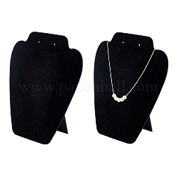 Tissu floqué fingerinspire avec présentoirs à bijoux en carton, pour présentoir de buste de collier, noir, 6x19x21.1 cm