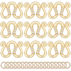 SUNNYCLUE 1 Box 12Pcs Bracelet Clasps Real 18K Gold Plated Jewelry End Clasps M Hook with Jump Rings Micro Pave Cubic Zirconia Double S-Hook Clasp Small Rhinestone S Hooks for Jewelry Making Supplies