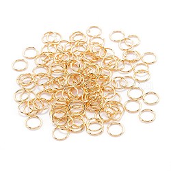 Latón anillos del salto abierto, Plateado de larga duración, anillo redondo, real 18k chapado en oro, 21 calibre, 7x0.7mm, diámetro interior: 5.6 mm