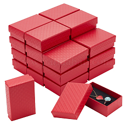 Прямоугольная картонная подарочная коробка, с губкой внутри, подарочный футляр с ромбовидной текстурой, красные, 8.4x5.35x2.9 см, Внутренний диаметр: 7.75x4.8 cm