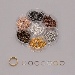 Ensembles d'anneaux de saut ouverts en fer, avec des dés à coudre, couleur mixte, 12x1mm, 50 pcs / couleur, 350 pcs / boîte