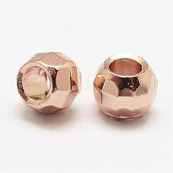 Perles séparateurs en laiton, rondelle, sans plomb & sans nickel & sans cadmium , or rose, 3x2mm, Trou: 1.5mm