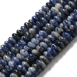 Hebras de cuentas de jaspe de punto azul natural, cuentas de platillo, rerondana plana, 6.5x3mm, agujero: 1 mm, aproximamente 118~119 pcs / cadena, 15.35'' (39 cm)