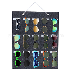 Aufbewahrungsständer für Sonnenbrillen-Organizer aus Polyesterfilz mit 15 Steckplatz, Brillen-Hängetasche zur Wandmontage, Brillendisplay, Rechteck, Schwarz, 56.1 cm, Tasche: 50x40x0.3cm