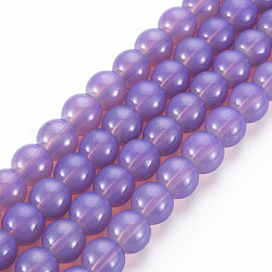 Baking Painted Glass Beads Strands, Imitation Opalite, Round, Medium Turquoise, 8x7.5mm, Hole: 1.3~1.6mm, about 100~105pcs/strand, 31.50 inch(80cm)