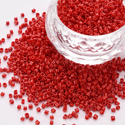 Perlas de cilindro de vidrio, abalorios de la semilla, colores opacos, agujero redondo, rojo, 1.5~2x1~2mm, agujero: 0.8 mm, aproximamente 8000 unidades / bolsa, alrededor de 1 libra / bolsa