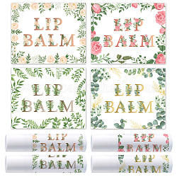 Rechteckige, selbstklebende Kunststoff-Lippenstiftaufkleber, Wasserfestes Klebeetikett für die Dekoration von Lippenstiftverpackungen, Blume, 44x54 mm, 4pcs / Blatt