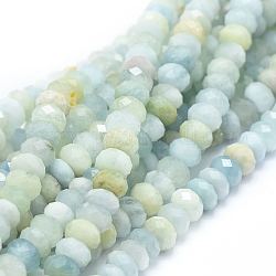 Chapelets de perles en aigue-marine naturelle, facette, rondelle, 7~8x3~5mm, Trou: 1mm, Environ 88~94 pcs/chapelet, 16.14 pouce (41 cm)