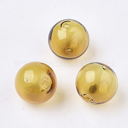 Perles de verre soufflées faites à la main, ronde, or, 14x14mm, Trou: 1~2mm
