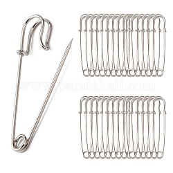 Iron Kilt Pins Brooch Findings, Platinum, 64mm long, 18mm wide, 6mm thick, hole: about 4mm