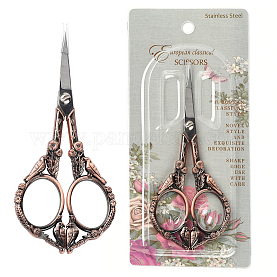 Wholesale SUNNYCLUE 1Set 4.7Inch Stainless Steel Embroidery Scissors  Butterfly Pattern Vintage Style Pointed Tip Sewing Shears for Papercraft  Crochet Cross Stitch Knitting Scissors Red Copper Printed Package 