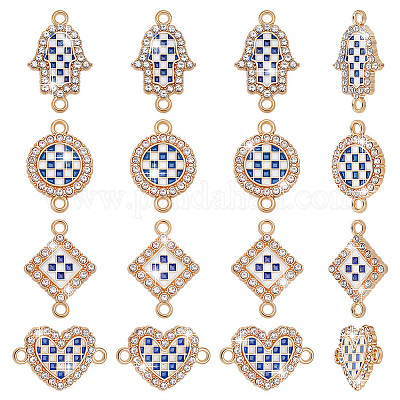 40 шт. 4 стиля сплава синие и белые эмалевые звенья соединительные подвески FIND-AR0006-07-1