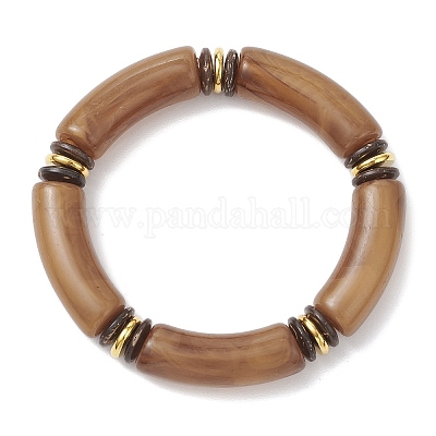 Женские эластичные браслеты из акриловых бусин BJEW-JB12151-01-1