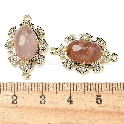 Натуральный клубничный кварц граненый овальный соединительный шарм G-G181-06G-05-1