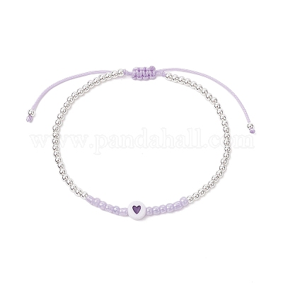 Латунные круглые бусины плетеные браслеты из бисера для женщин BJEW-JB11718-06-1