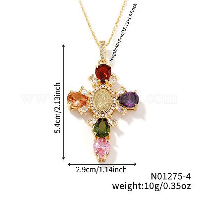 Латунные подвески с изображением креста Девы Марии из кубического циркония FU1040-4-1