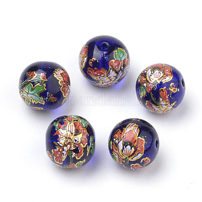 Печатные стеклянные бусины GFB-Q001-12mm-B04-1