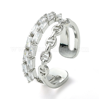 Кольцо из латуни с микропаве из кубического циркония RJEW-Z033-06P-1