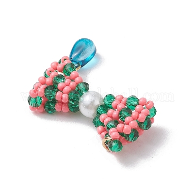 3 шт. подвески-бантики из стеклянных бусин 3 цветов PALLOY-MZ00553-1