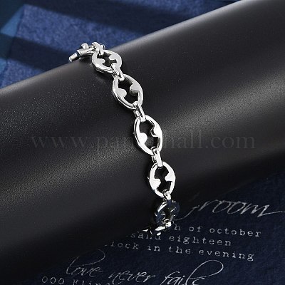 Браслеты из овальной цепи из нержавеющей стали 304 для женщин и мужчин BJEW-F488-48B-P-1