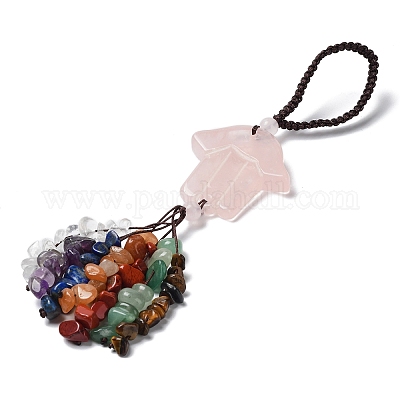 Хамса рука/рука Мириам подвеска из натурального розового кварца украшения HJEW-R127-02A-1