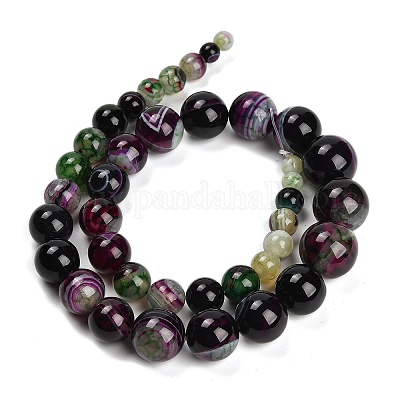 Нити из натуральных полосчатых бусин агата G-P589-A01-01A-1