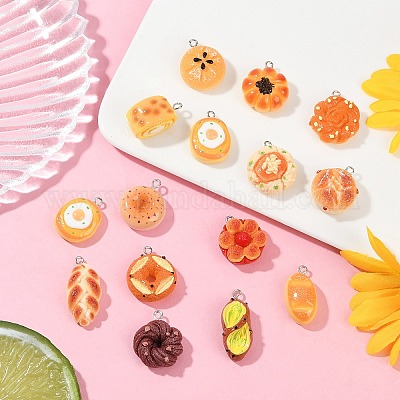 18 шт. 3 стиля подвески из непрозрачной смолы с имитацией еды RESI-FP0001-37-1