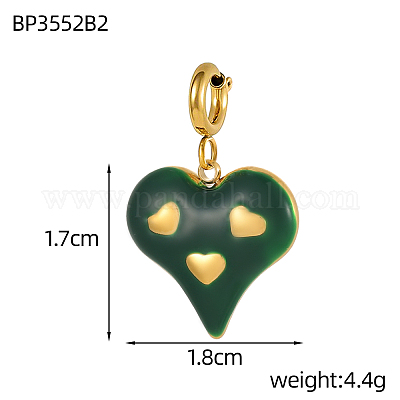 Подвески в форме сердца из нержавеющей стали 304 с эмалью STAS-OY004-09G-1