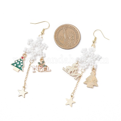 Болтающийся серьги сплава эмали EJEW-TA00727-1