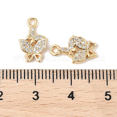 Латунные микропаве прозрачные подвески с фианитом KK-R219-10G-1