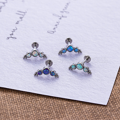 Лабреты из хирургической нержавеющей стали 316L и синтетического опала с внутренней резьбой WG2D237-05-1