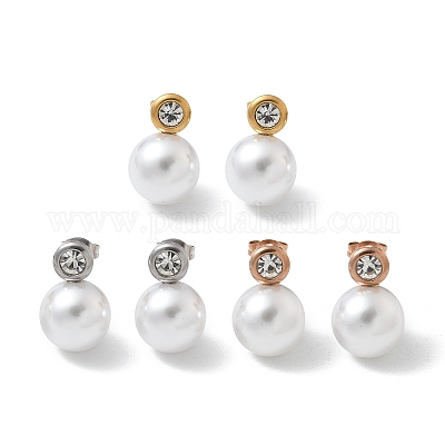 Круглые серьги-гвоздики из нержавеющей стали 304 с ионным покрытием (IP) EJEW-C099-17E-1