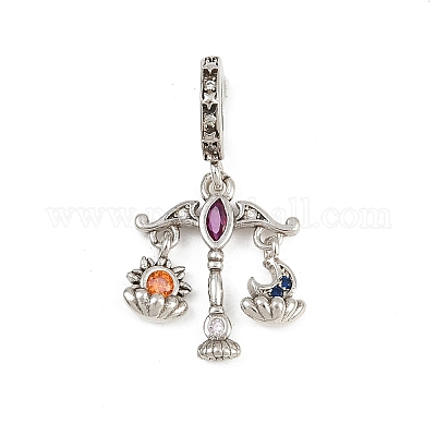 Европейские подвески из латуни с цветными стразами KK-P324-07P-1