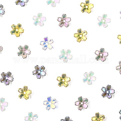 70 шт. 5-цветные прозрачные гальванические стеклянные колпачки для бусин EGLA-FS0001-55-1