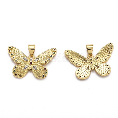 Латунные микропаве прозрачные подвески с фианитом ZIRC-J025-09G-1