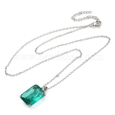 Прямоугольные латунные подвески с кубическим цирконием для женщин NJEW-G156-01P-1