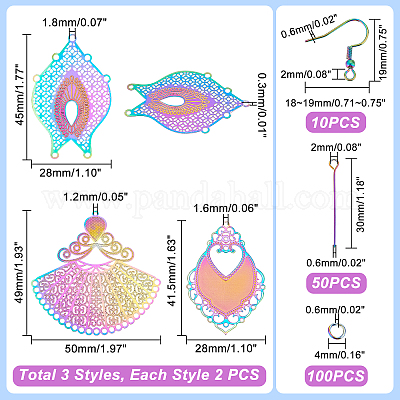 Наборы для самостоятельного изготовления филигранных сережек-подвесок DIY-UN0003-42-1