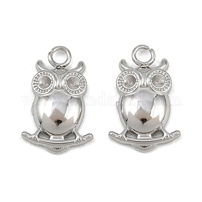 Подвеска в виде совы из нержавеющей стали 304 со стразами STAS-H242-02P-1