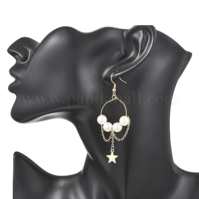 Латунные серьги с подвесками в виде звезд EJEW-JE06807-1
