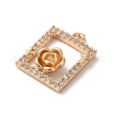 Латунные микропаве прозрачные подвески с фианитом KK-C062-068G-1