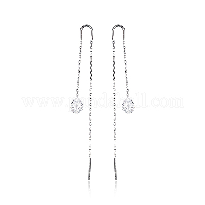 Серьги-гвоздики в форме капли из стерлингового серебра с прозрачными кубическими цирконами S925 ZZ8208-1-1