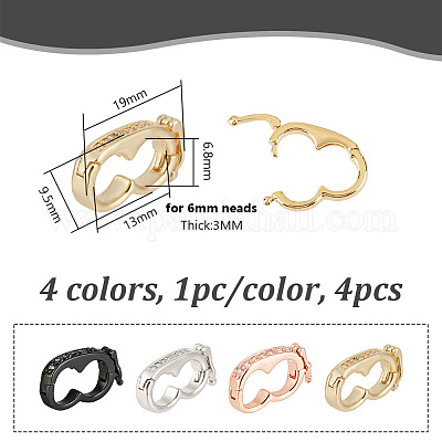 4 шт. 4 стиля застежки-крутилки из латуни с микропаве из прозрачного кубического циркония ZIRC-DR0001-03-1