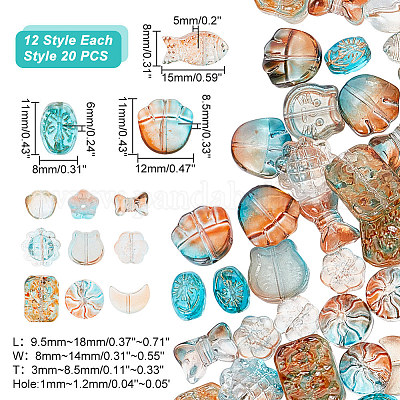 240шт 12 стиля прозрачные стеклянные бусины GLAA-AR0001-40-1