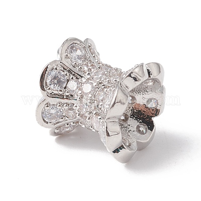 Экологически чистые реечное покрытие латунь микро паве кубический цирконий двухсторонние колпачки для бусин KK-F835-25B-P-1