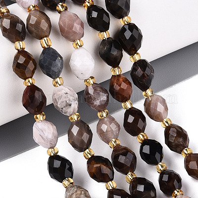 Природные окаменелое дерево бисер пряди G-N342-35-8x6-07-1