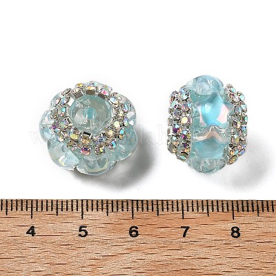 Акриловые бусины-рондели со стразами OACR-S048-02B-1