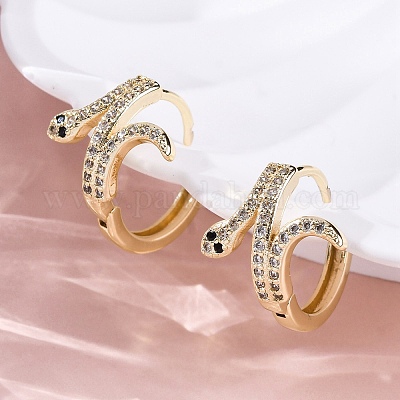 Латунные кубических серьги циркония обруч EJEW-Q014-39G-1