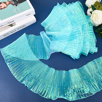 10 ярд прозрачного полиэстерового кружева с плиссировкой OCOR-GF0004-74A-1