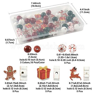 50 шт. рождественские деревянные бусины WOOD-FS0002-42-1