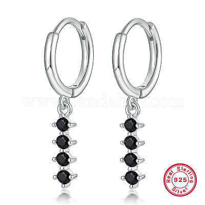 Разноцветные серебряные серьги-кольца s925 с цирконами и фианитами RL0741-4-1